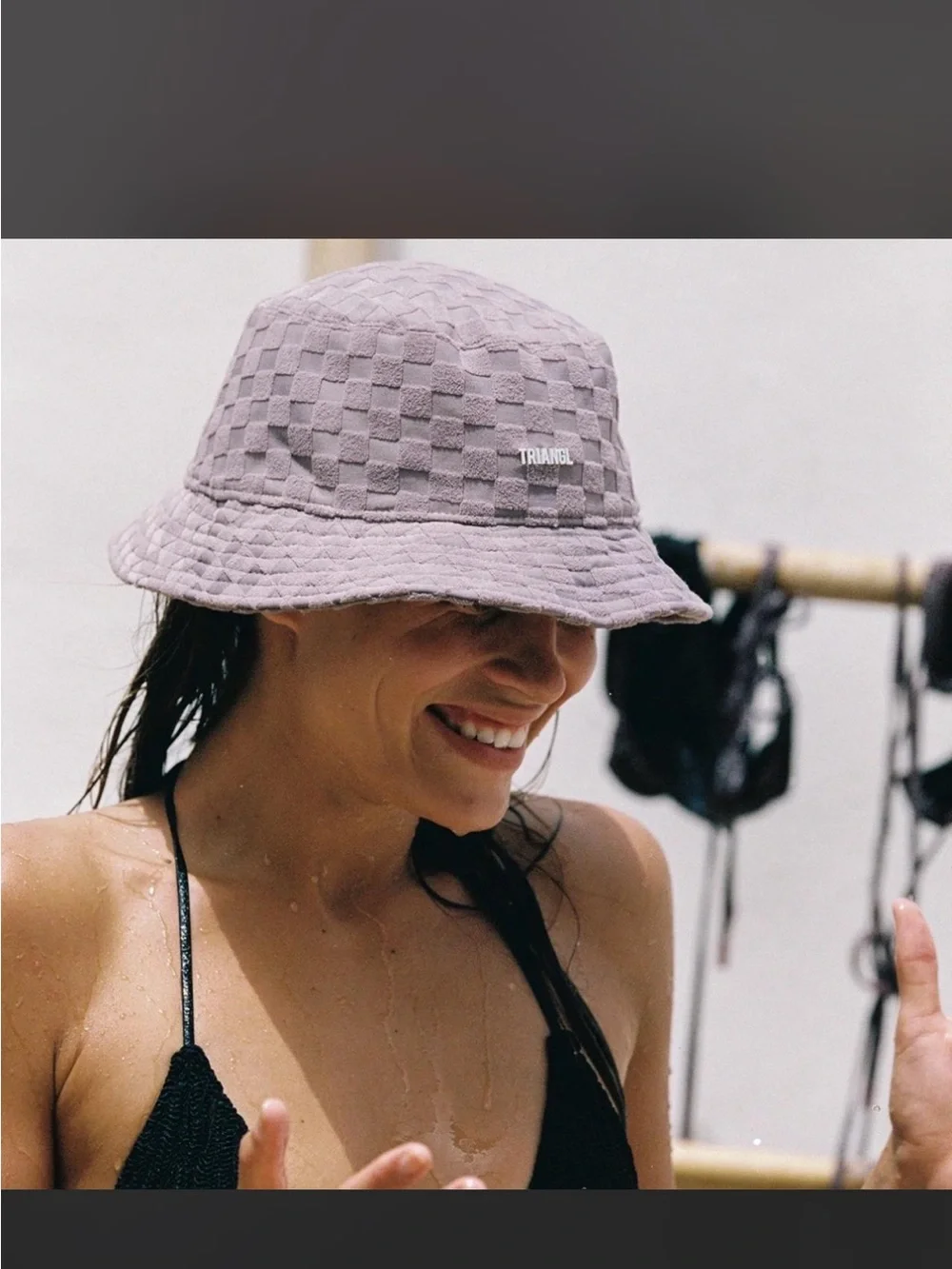 triangl swimwear Lavender Checkered Quilted Bucket Hat
